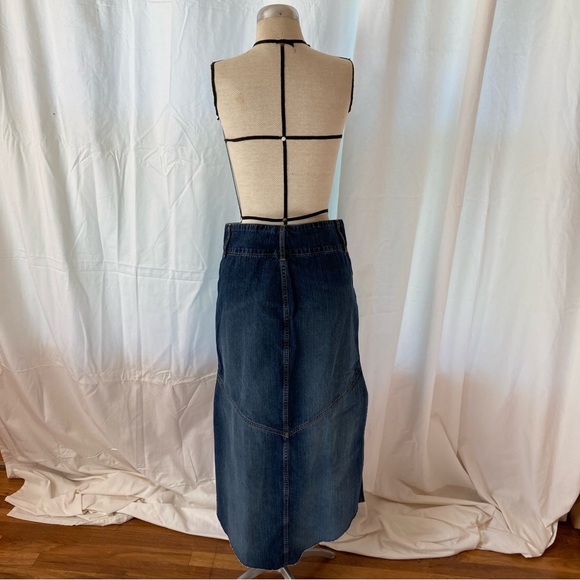 Paris Blues Vintage Denim Midi Skirt Side Slits - Picture 8 of 10